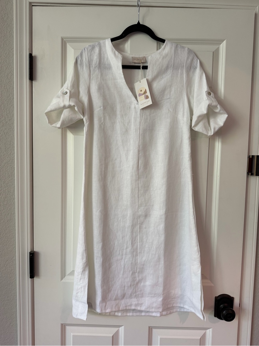 Nomad the Label Elyse French Linen Midi Dress, White